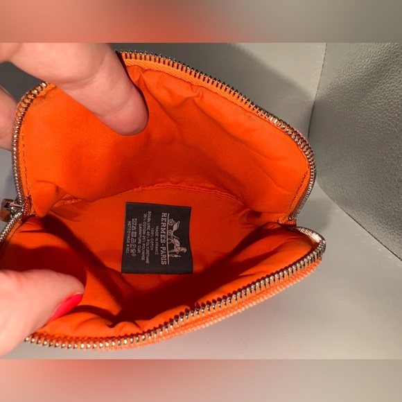 Hermès Pouch Bolide Mini Mini Pouch Orange Toile H Canvas Travel Case Rare AUTH - Picture 9 of 13
